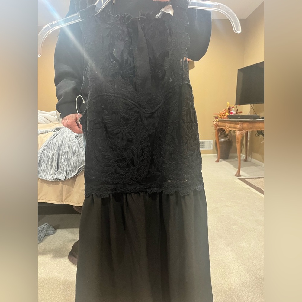 black lace front dress